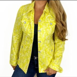 CAbi Field of Daisies Yellow White Floral Utility Casual Jacket Size Small NWOT